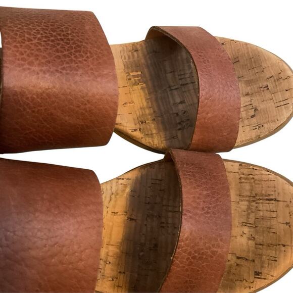 Kork Ease Sandals Minihan Tan Pebble Leather Womens Size 8M Cork Wedge Comfy - Picture 10 of 14